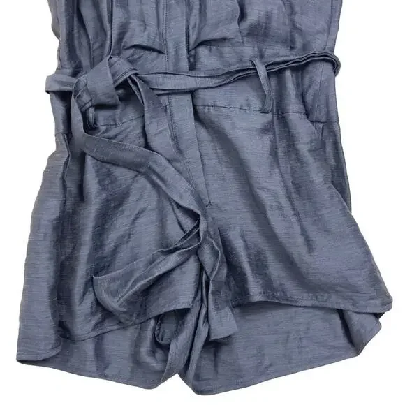 REISS MURPHY HEMP BLEND SLEEVELESS PLAYSUIT ROMPER IN NAVY NWT WOMEN'S SIZE‎ 2